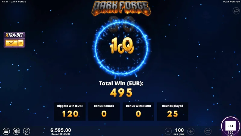 Dark Forge - chế độ thưởng Super Free Spins với bảng màu tối