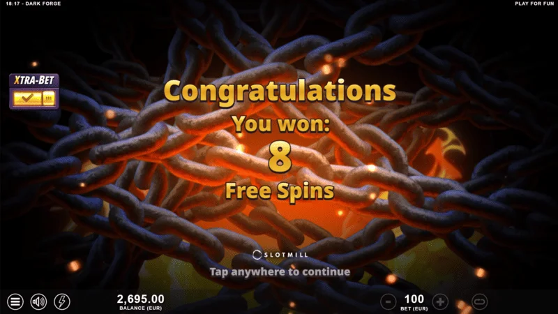 Dark Forge - kích hoạt Free Spins với ba biểu tượng scatter