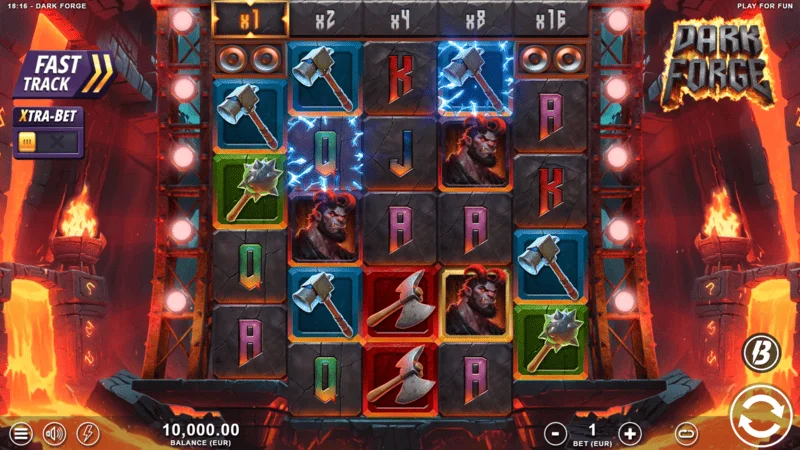Dark Forge - màn hình chơi chính với lưới 4-5-5-5-4